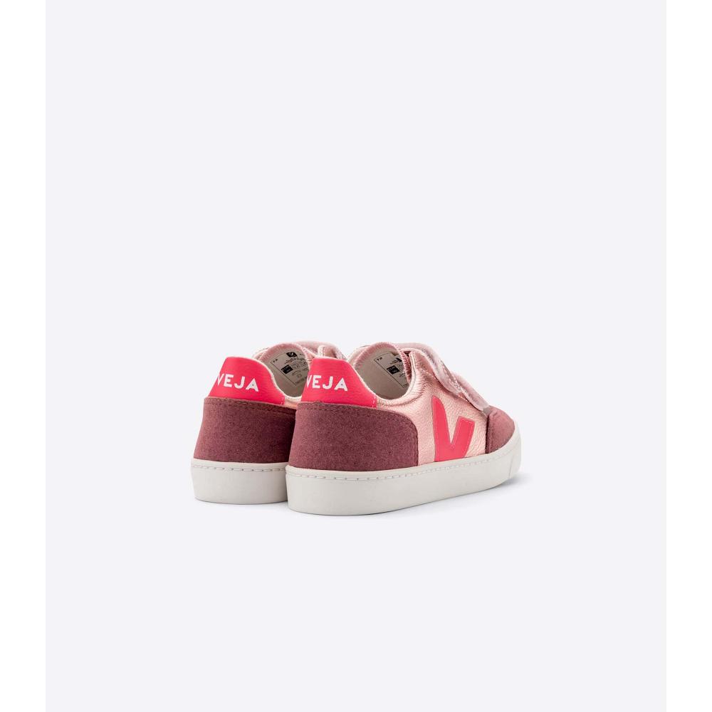 Kids' Veja V-12 CHROMEFREE Sneakers Pink | ZA 879KOR